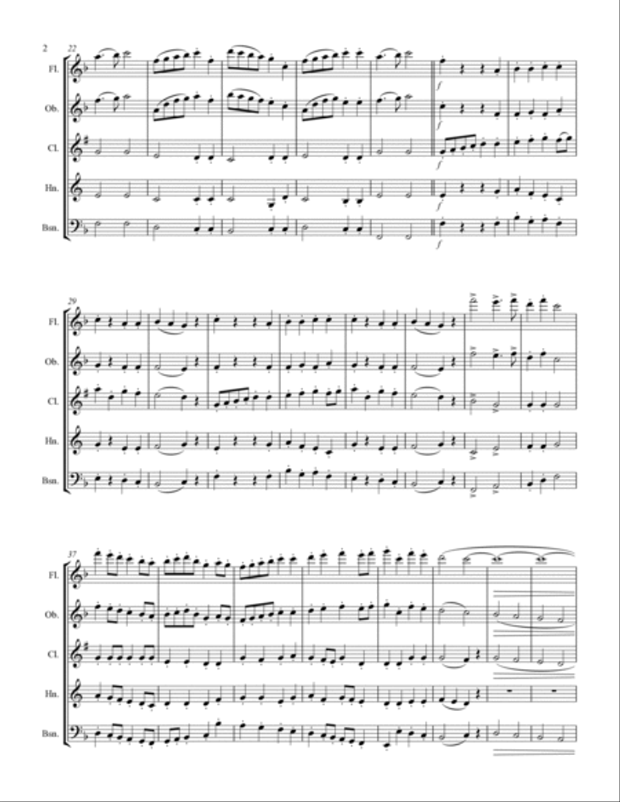 Holst - Second Suite for Military Band in F (for Woodwind Quintet) Woodwind Quintet scores gallery preview page 3