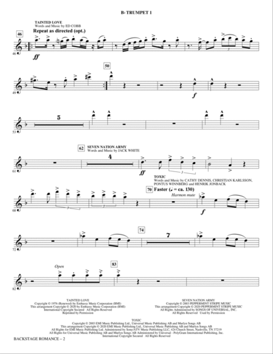 Backstage Romance (from Moulin Rouge! The Musical) - Bb Trumpet 1 Choir scores gallery preview page 2