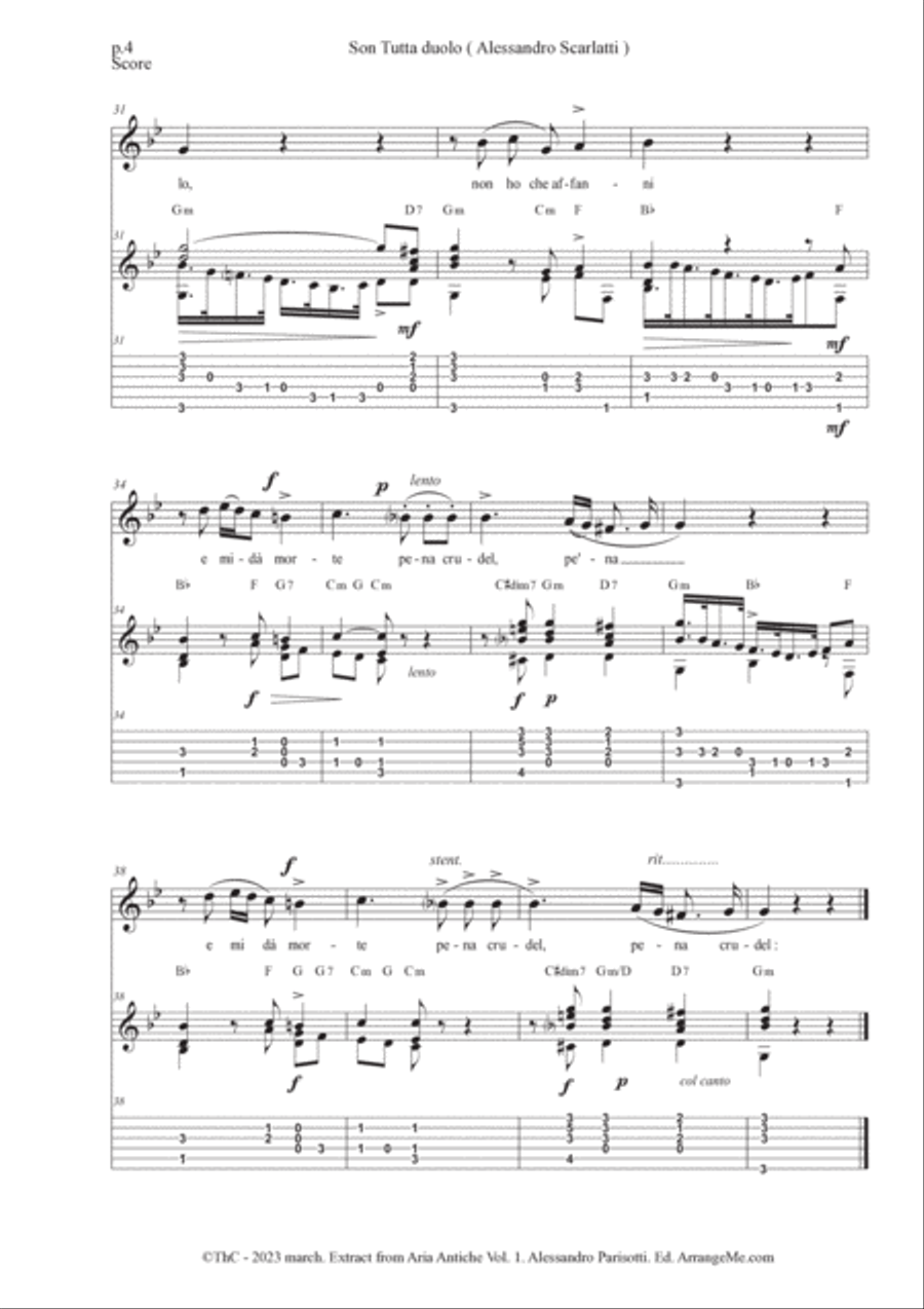Son tutta duolo ( Extract from Aria Antiche Vol.1) Acoustic Guitar scores gallery preview page 4