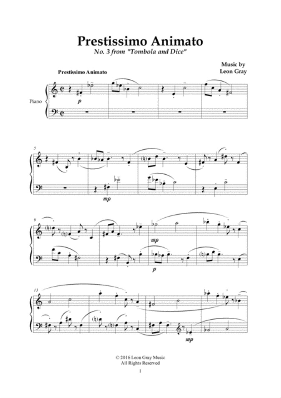 Prestissimo Animato, Tombola and Dice (No. 3), Leon Gray Piano Solo scores gallery preview page 2