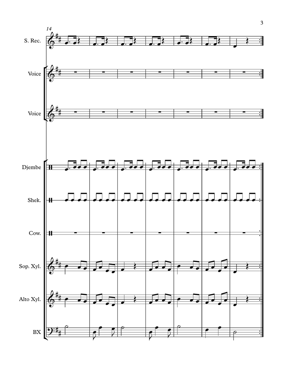 Obwisana (For Orff Ensemble) Large Ensemble scores gallery preview page 3