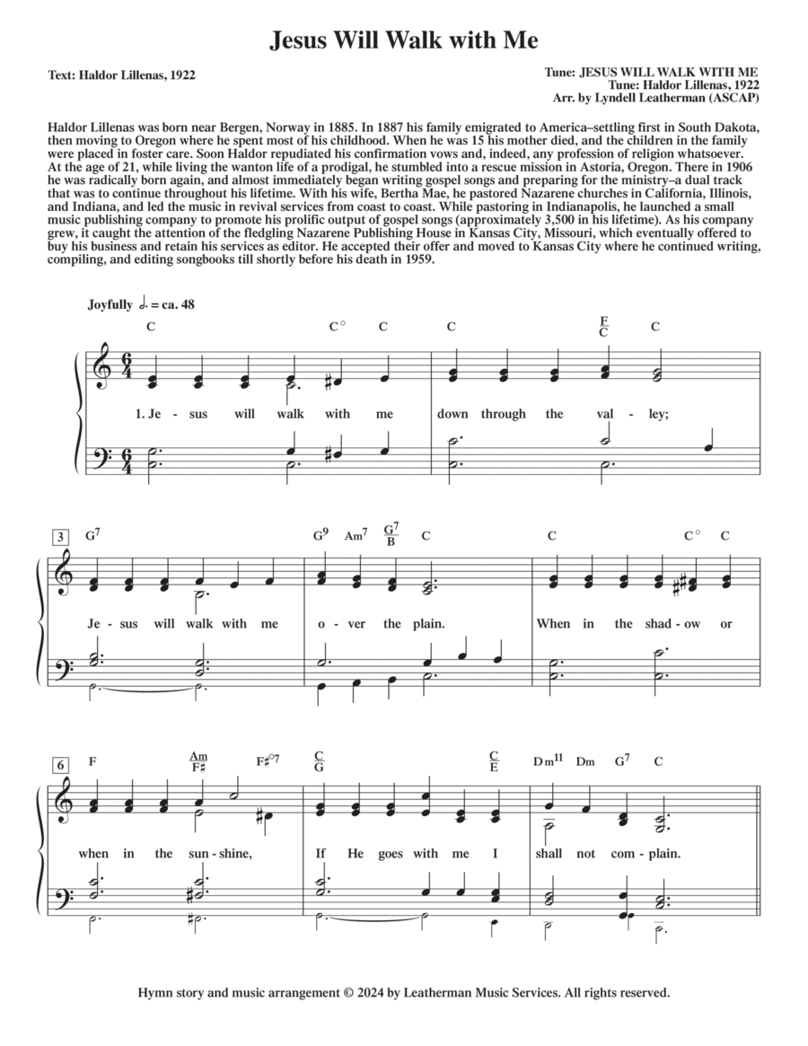 Jesus Will Walk with Me Piano, Vocal, Guitar scores gallery preview page 1
