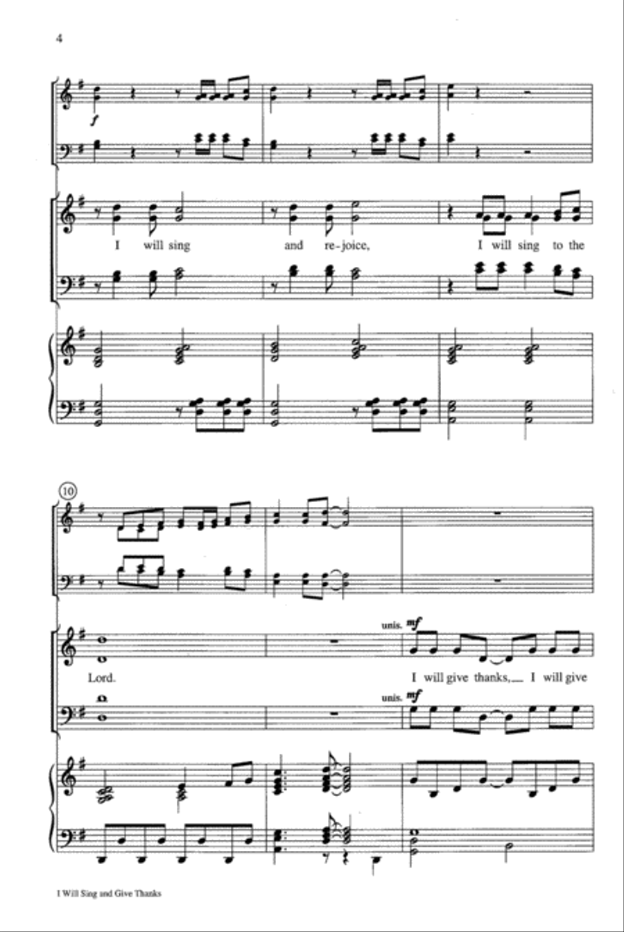 I Will Sing and Give Thanks 4-Part scores gallery preview page 3