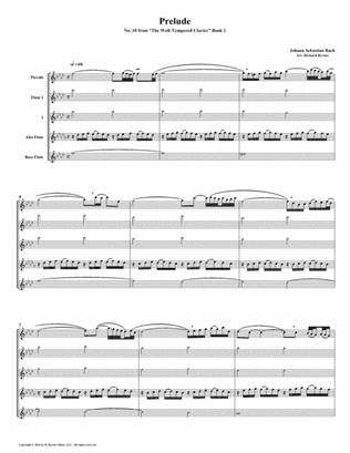 Prelude 10 from Well-Tempered Clavier, Book 1 (Flute Quintet)