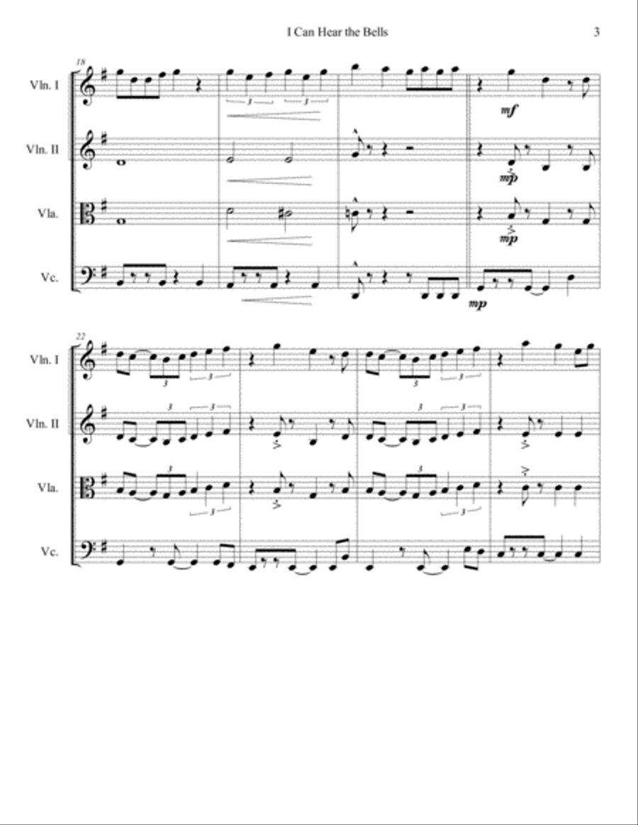 I Can Hear The Bells String Quartet scores gallery preview page 3