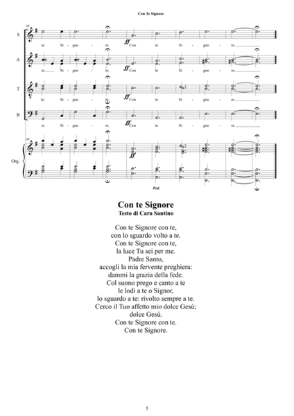 Con Te Signore - Choir SATB and organ image number null