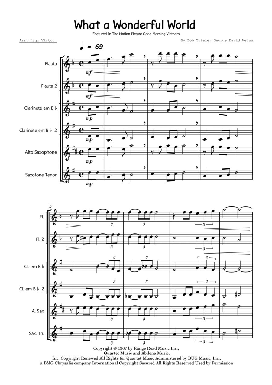 What A Wonderful World Clarinet scores gallery preview page 1