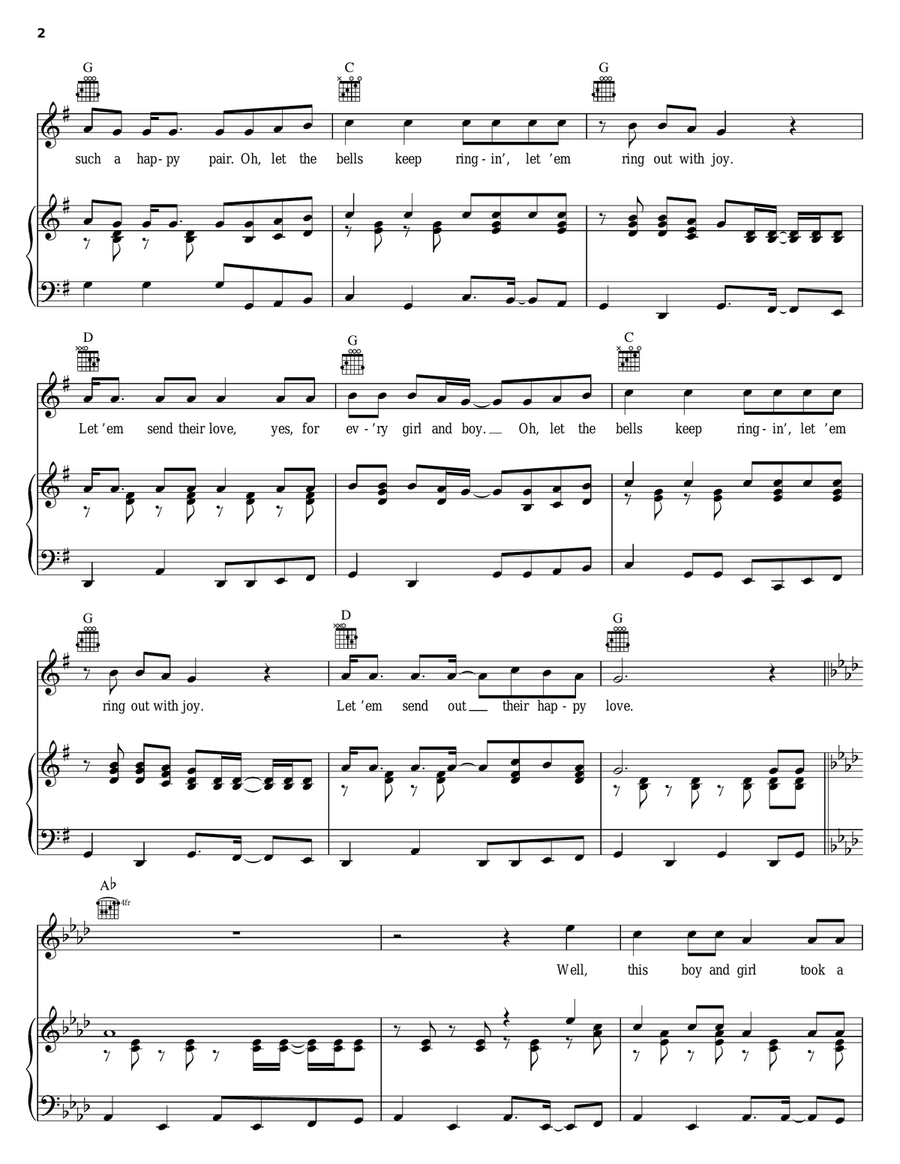Let The Bells Keep Ringing Piano, Vocal, Guitar scores gallery preview page 2