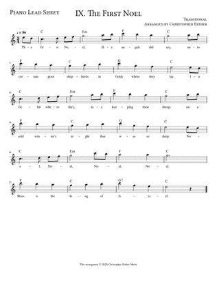 The First Noel for Piano (Lead Sheet)