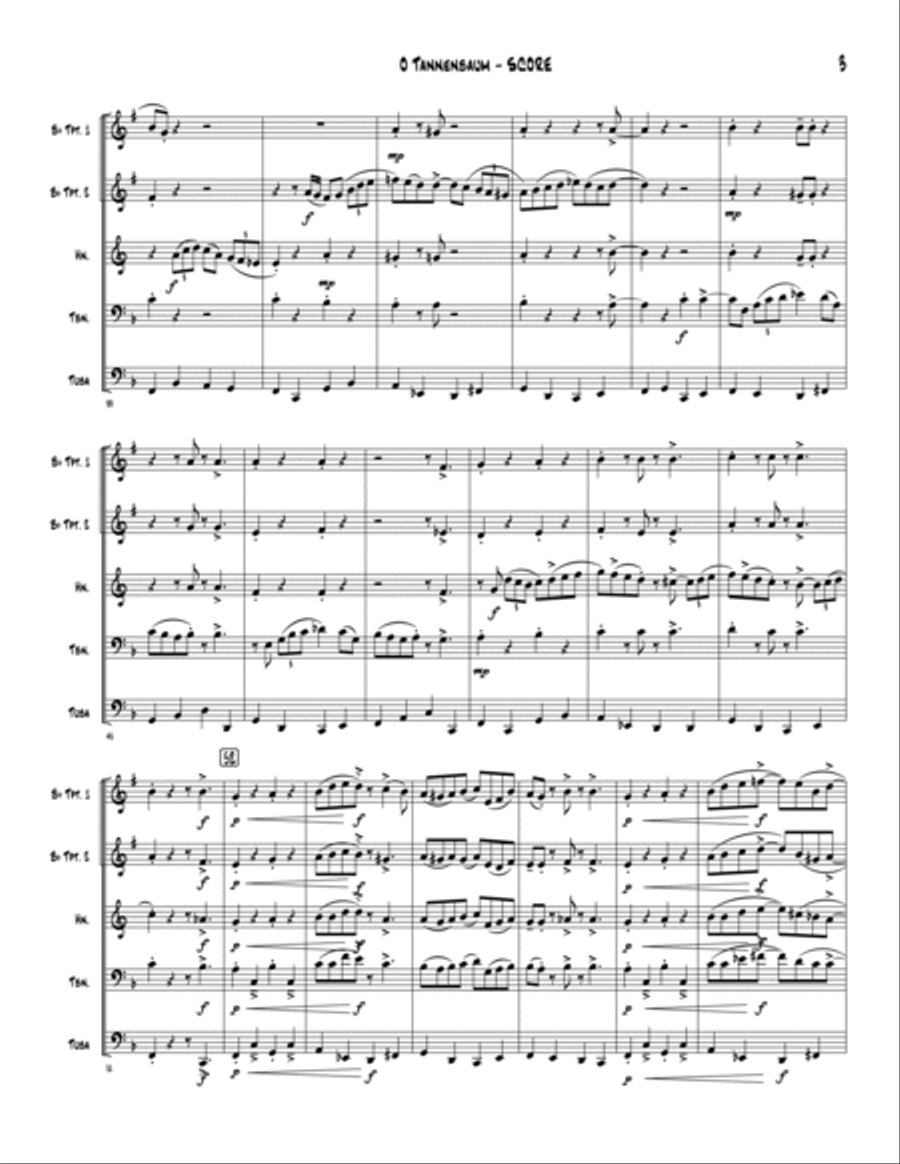 O Tannenbaum (O Christmas Tree) - brass quintet Brass Quintet scores gallery preview page 4