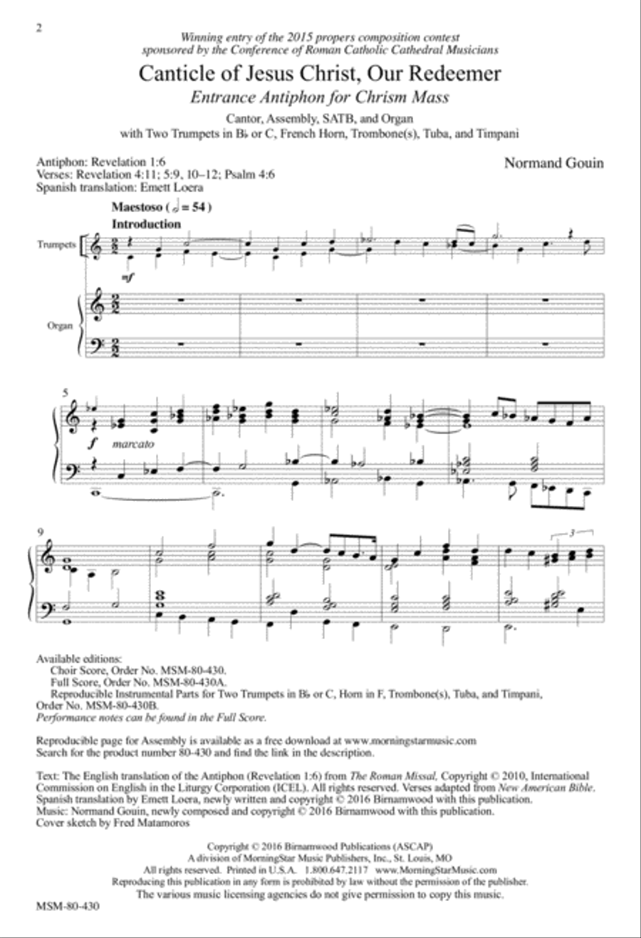 Canticle of Jesus Christ, Our Redeemer 4-Part scores gallery preview page 2