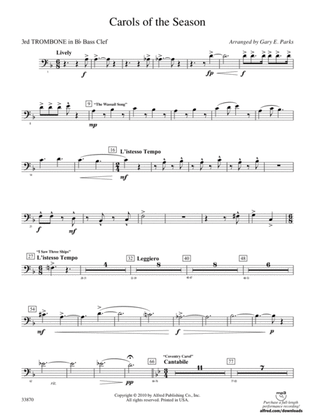 Carols of the Season: (wp) 3rd B-flat Trombone B.C.