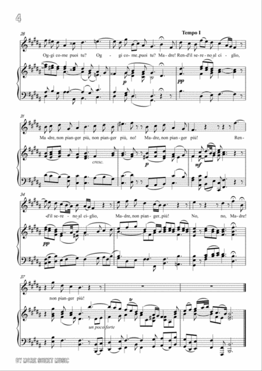 Handel-Rasserena,o Madre…Rend'il sereno al ciglio in f sharp minor,for Voice and Piano Voice Solo scores gallery preview page 6