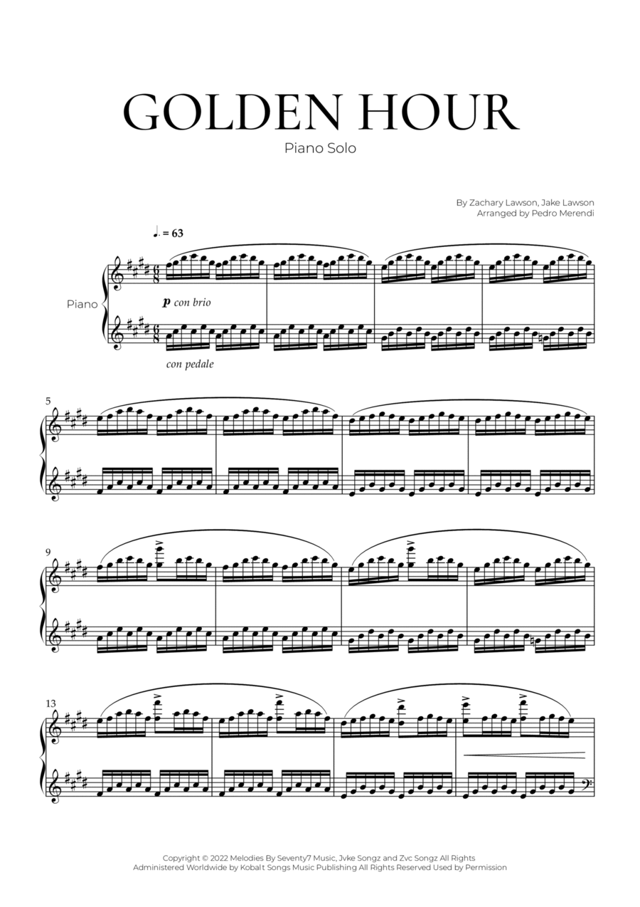 Golden Hour Piano Solo scores gallery preview page 1