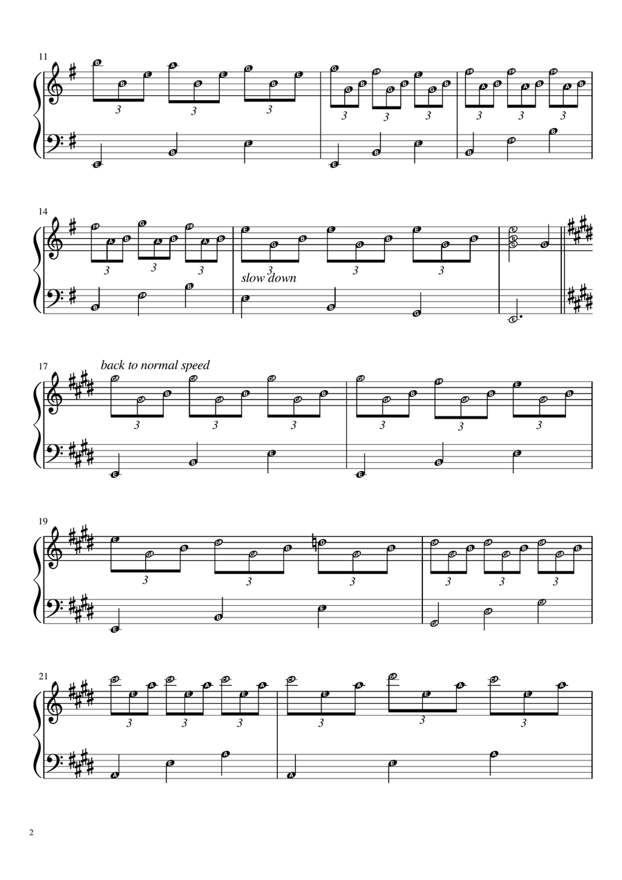 Romance De Amor - Piano Solo (with note names) Piano, Vocal scores gallery preview page 2