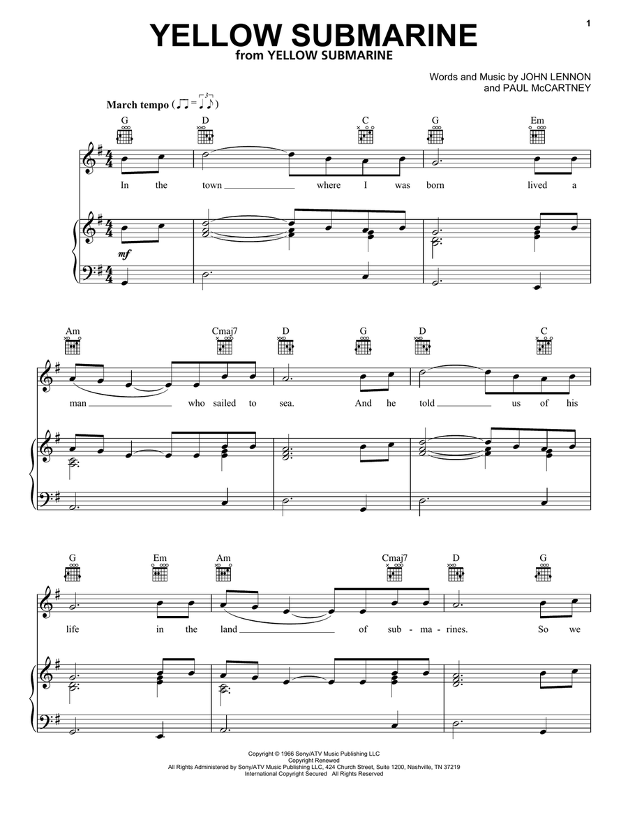 Yellow Submarine Yellow Submarine Acoustic Guitar scores gallery preview page 1