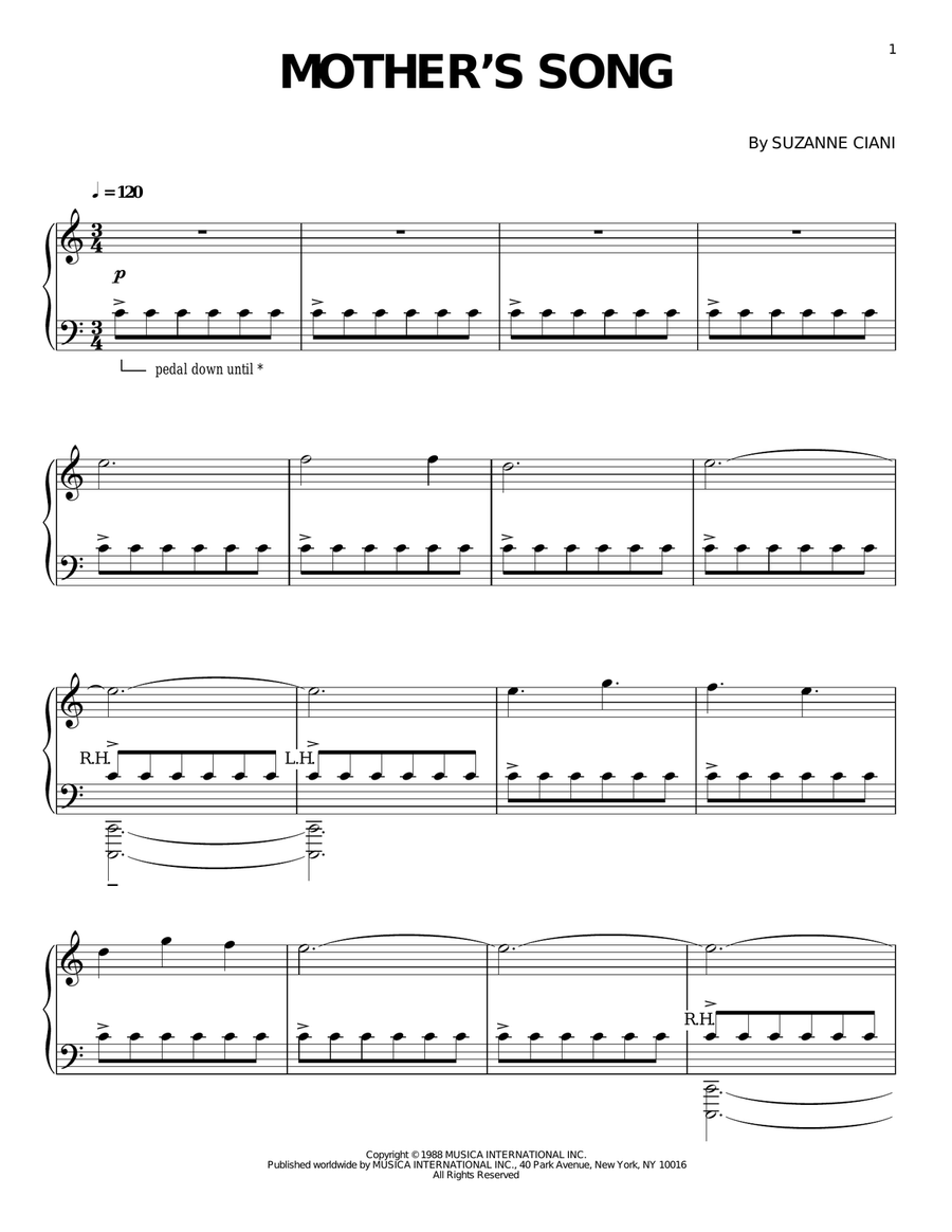 Mother's Song Piano Solo scores gallery preview page 1