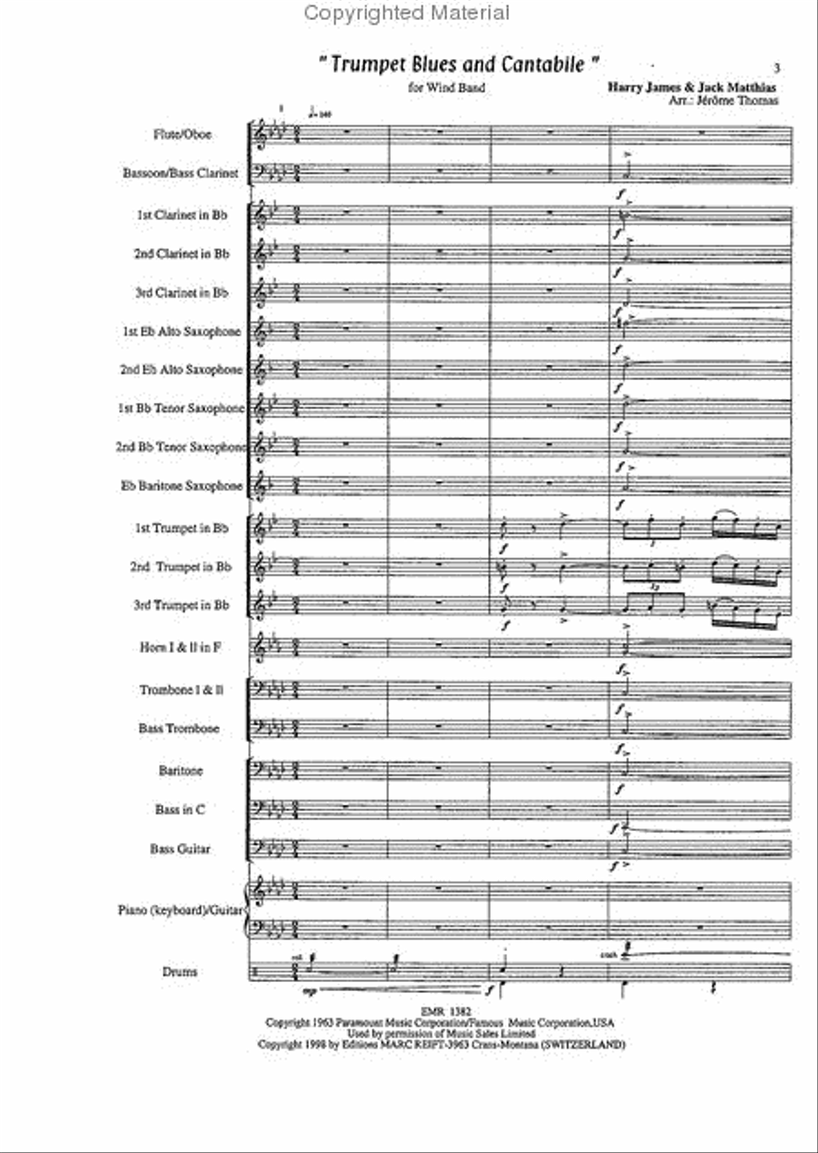 Trumpet Blues And Cantabile Concert Band scores gallery preview page 3