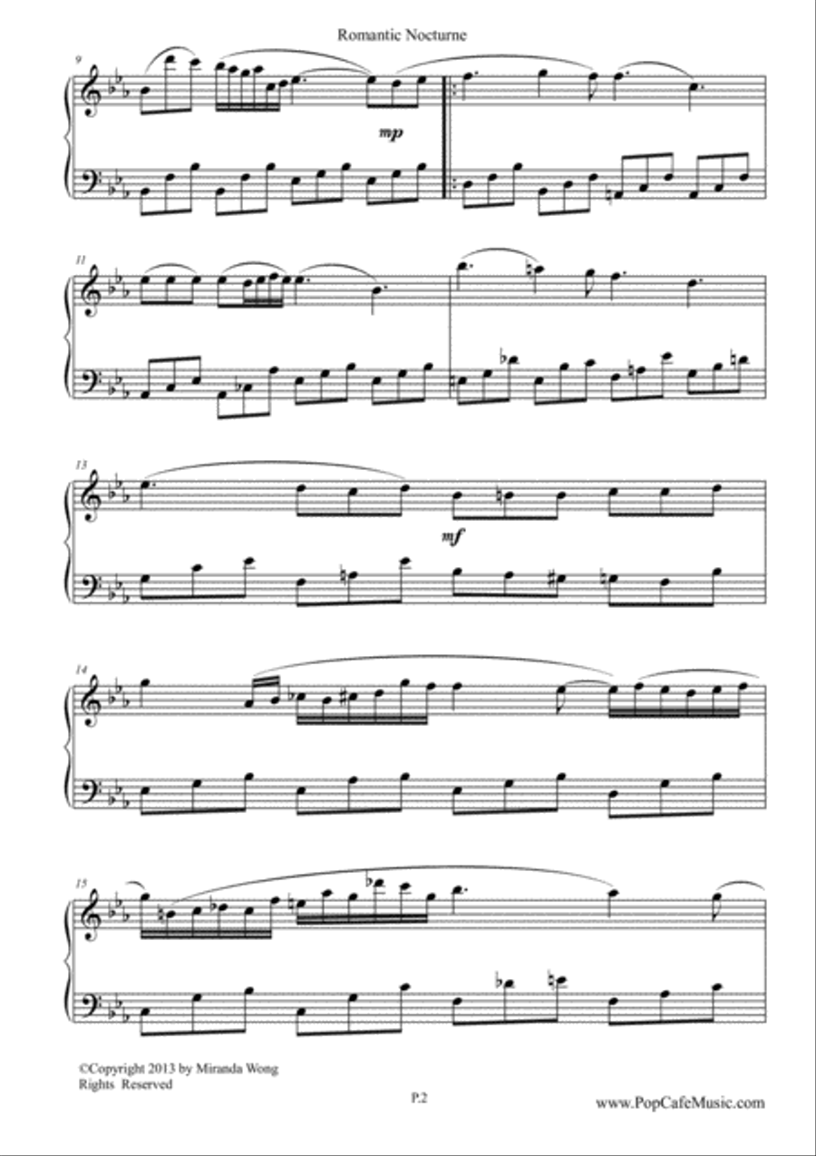 Romantic Nocturne in Eb Op.9 No.2 - Chopin (Popular Love Version) Piano Solo scores gallery preview page 2