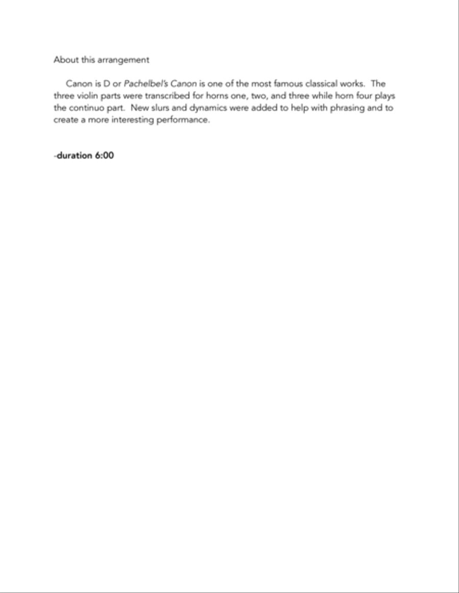 Canon in D for Horn Quartet French Horn Quartet scores gallery preview page 2