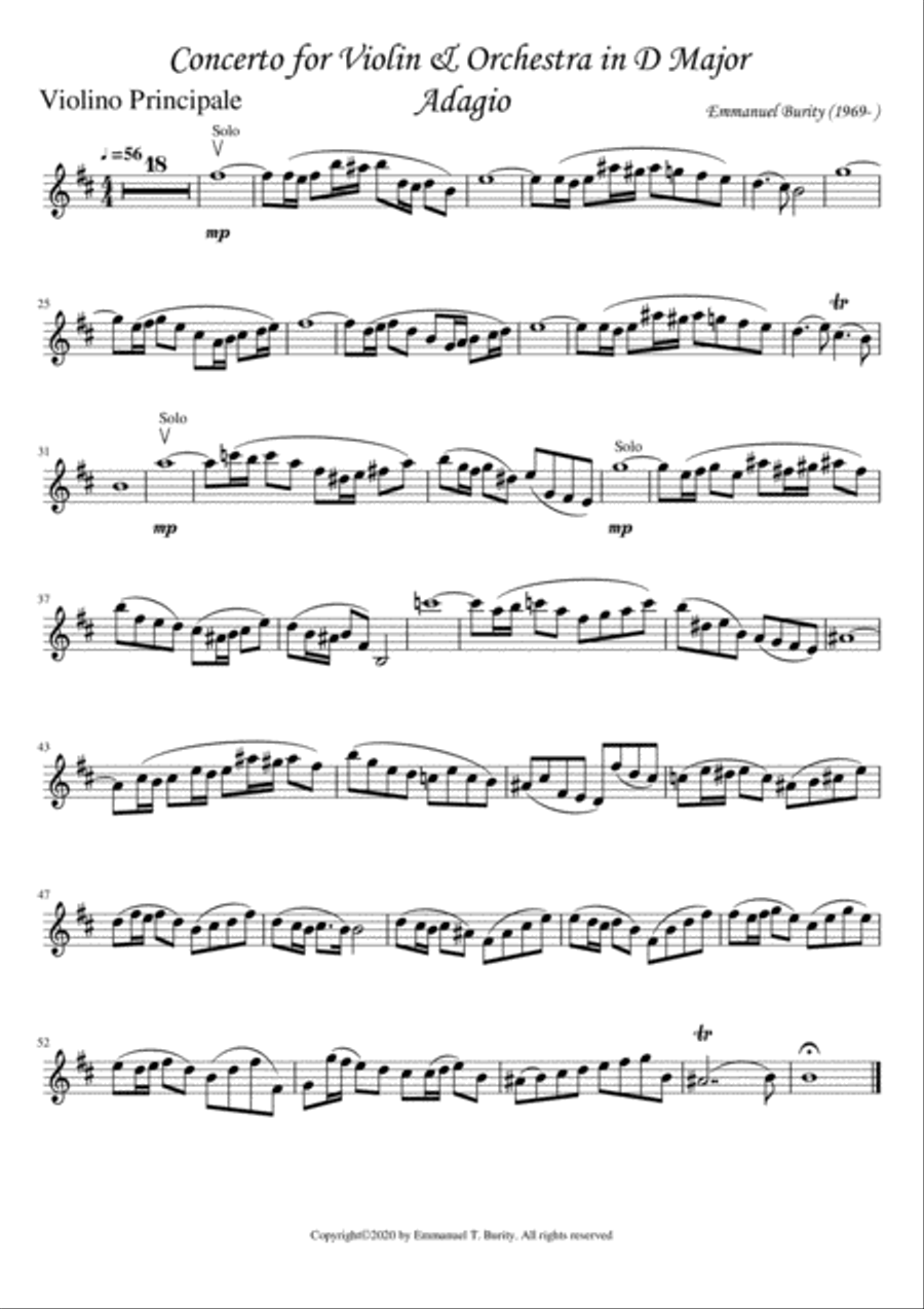 Concerto for Violin in D Major by Emmanuel Burity (1969- ) Violin Solo scores gallery preview page 6
