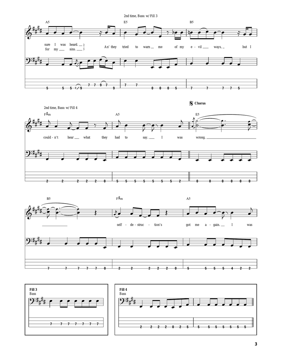 I Was Wrong Bass Guitar Tablature scores gallery preview page 3