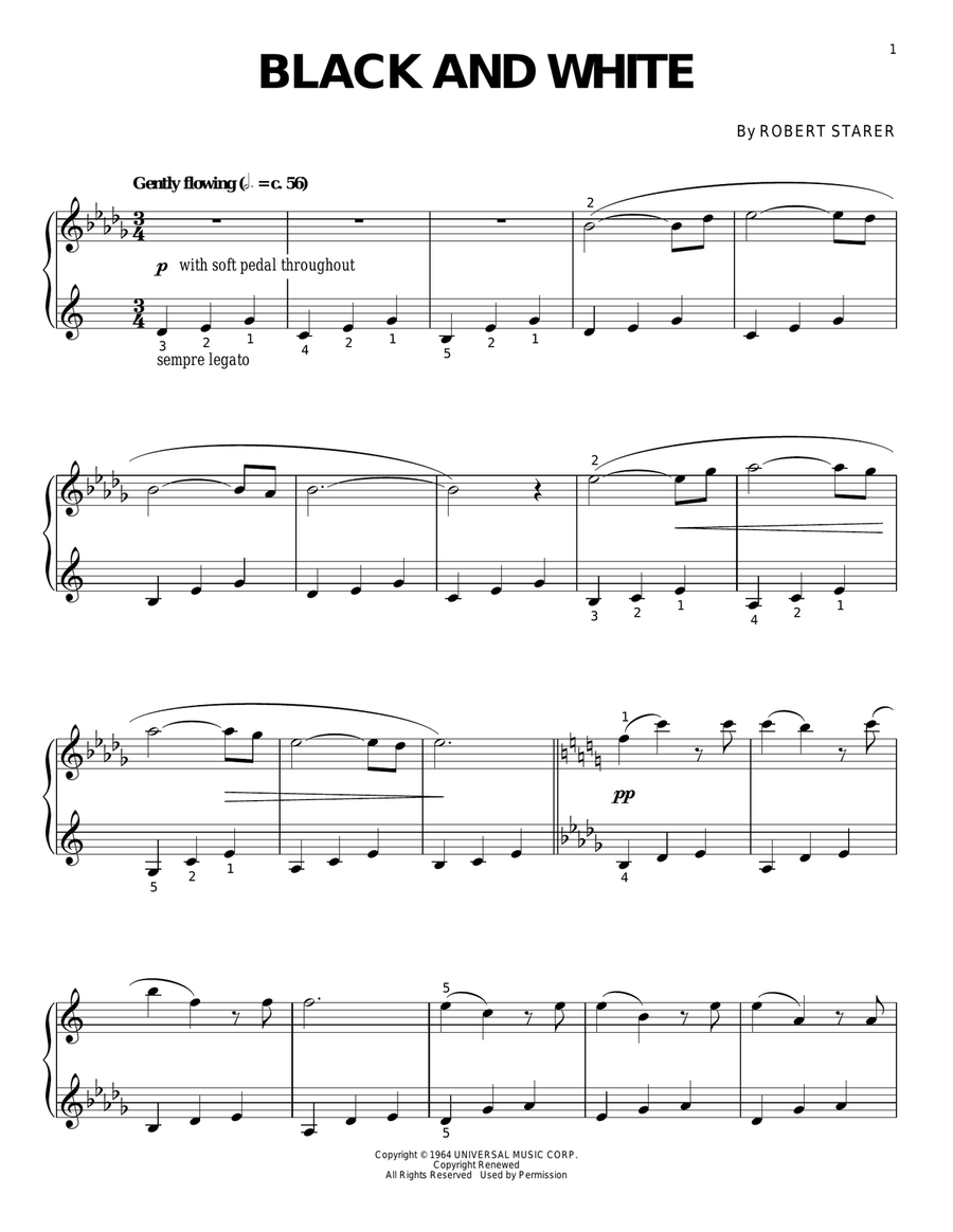 Black And White Piano Solo scores gallery preview page 1