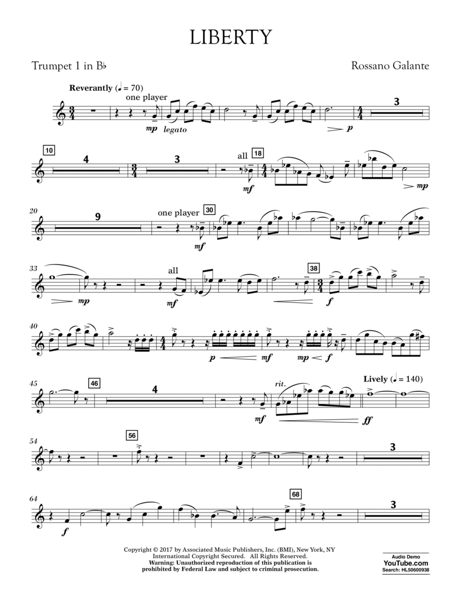 Liberty - Trumpet 1 in Bb Trumpet scores gallery preview page 1