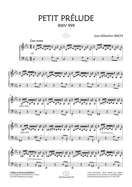 Petit Prélude BWV 999 (Collection Anacrouse)