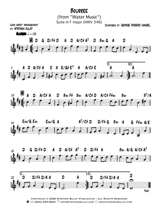 Book cover for Bourrée (from "Water Music") (Handel) - Lead sheet (key of D)