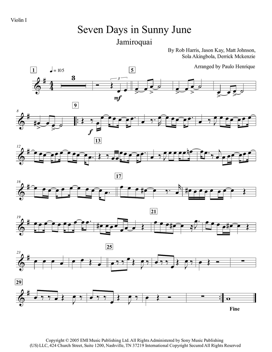 7 Sunny Days In June (Seven Days In Sunny June) String Quartet scores gallery preview page 5