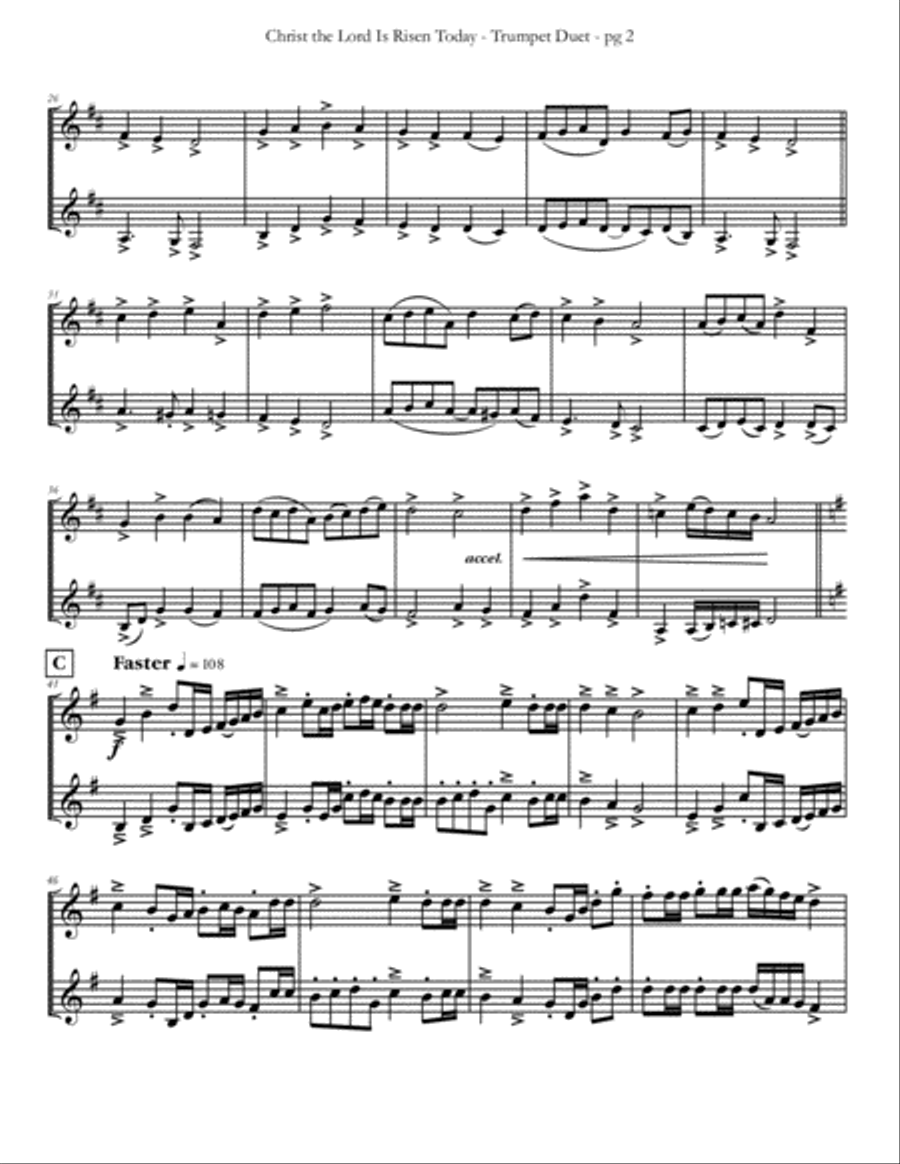 Christ the Lord is Risen Today for Trumpet Duet Trumpet Duet scores gallery preview page 3