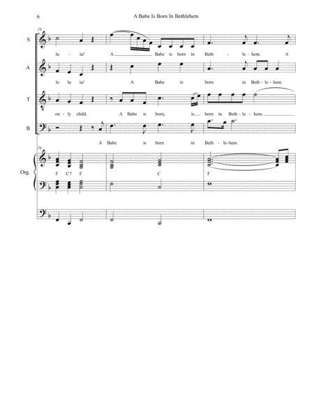 A Babe Is Born In Bethlehem (SATB) image number null