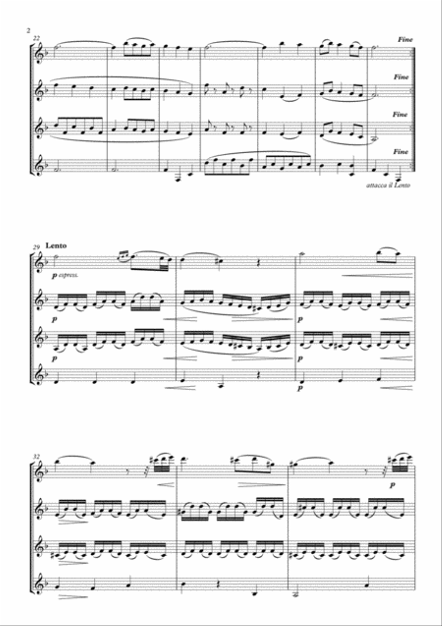 Dance of the Blessed Spirits arranged for Clarinet Quartet Clarinet Quartet scores gallery preview page 4