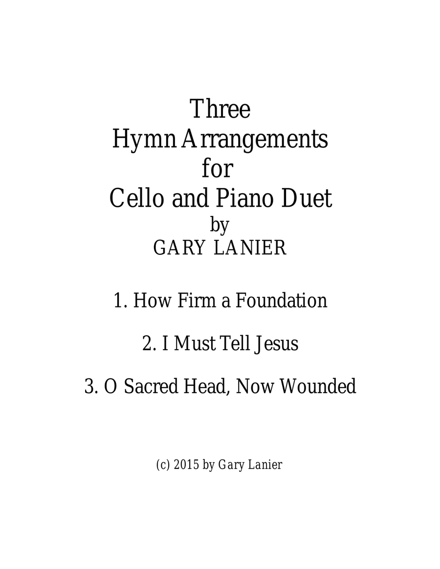 THREE HYMN ARRANGEMENTS for CELLO and PIANO (Duet – Cello/Piano with Cello Part) Piano scores gallery preview page 1