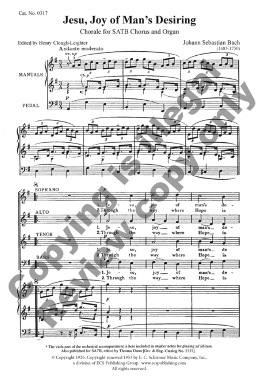 Jesu, Joy of Man's Desiring 4-Part scores gallery preview page 10