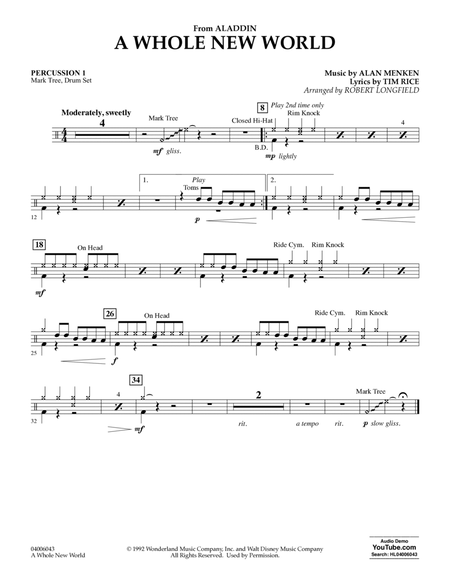 A Whole New World (from Aladdin) (arr. Robert Longfield) - Percussion 1