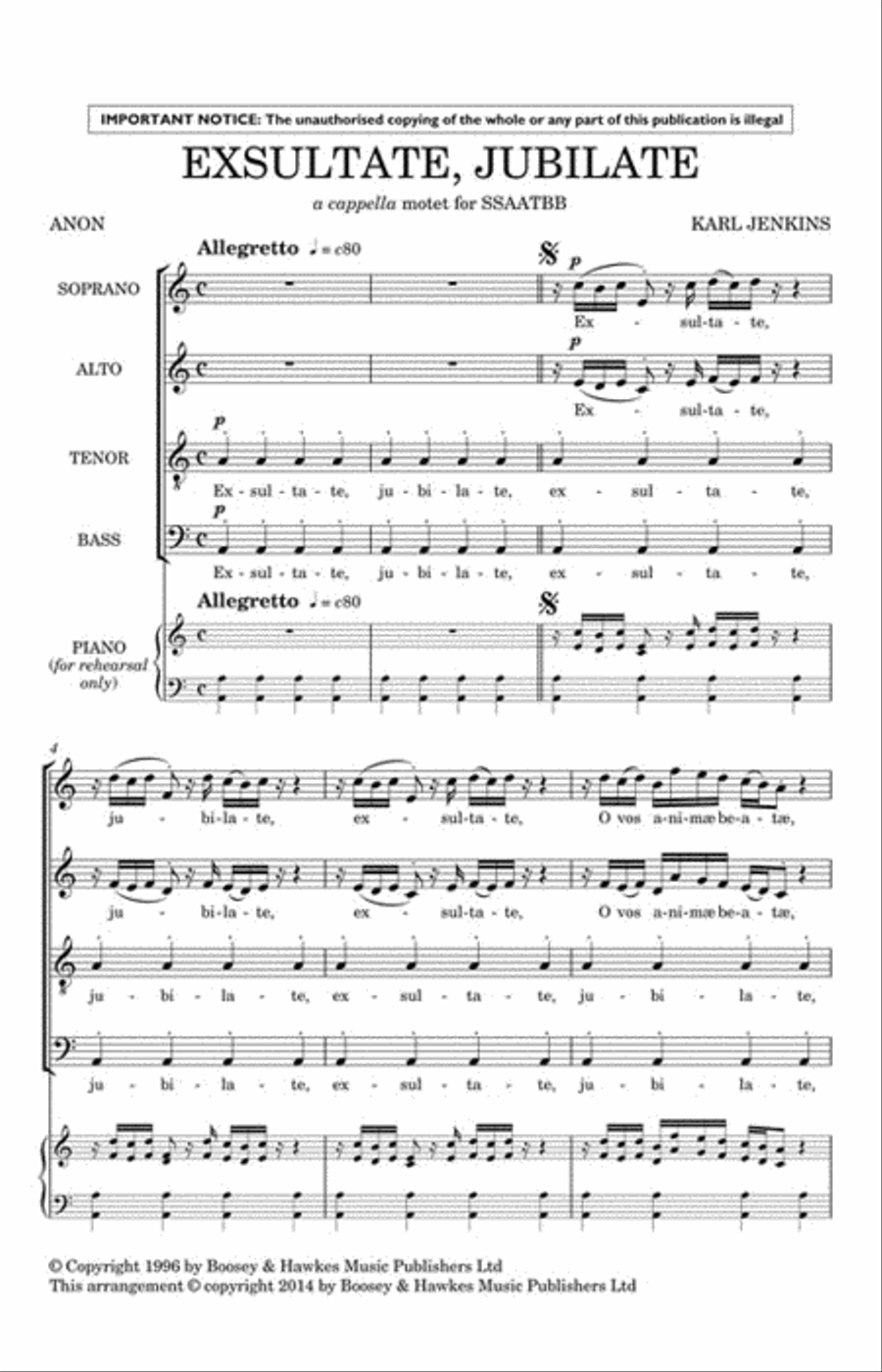 Exsultate, Jubilate A Cappella scores gallery preview page 2