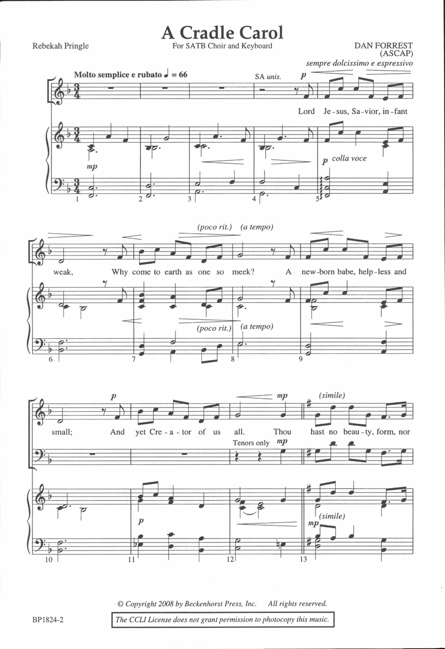 A Cradle Carol 4-Part scores gallery preview page 2