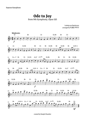 Ode to Joy for Soprano Saxophone Solo by Beethoven Opus 125