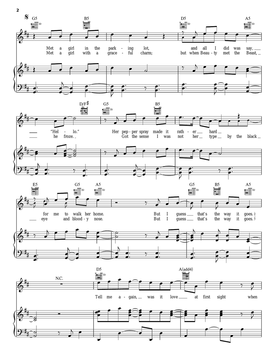 Deer In The Headlights Deer In The Headlights Piano, Vocal, Guitar scores gallery preview page 2