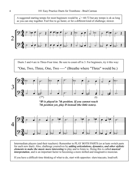 101 Easy Practice Duets for Trombone