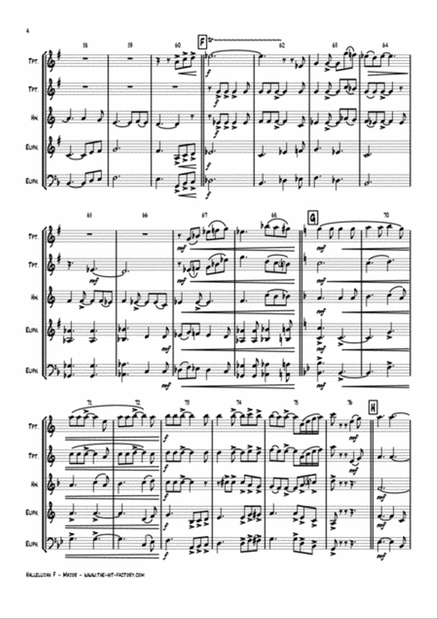 Hallelujah Euphonium scores gallery preview page 4