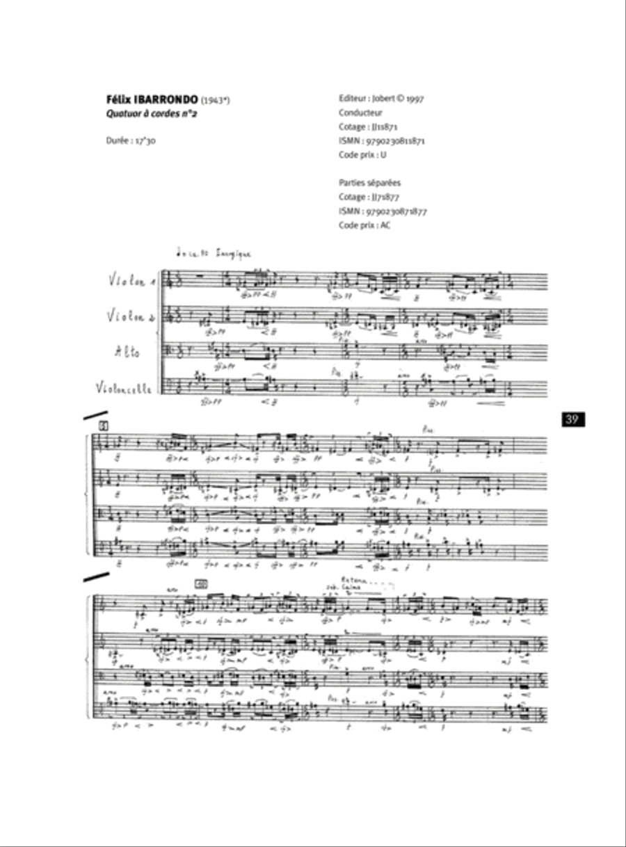 Quatuor a cordes No. 2 String Quartet scores gallery preview page 2