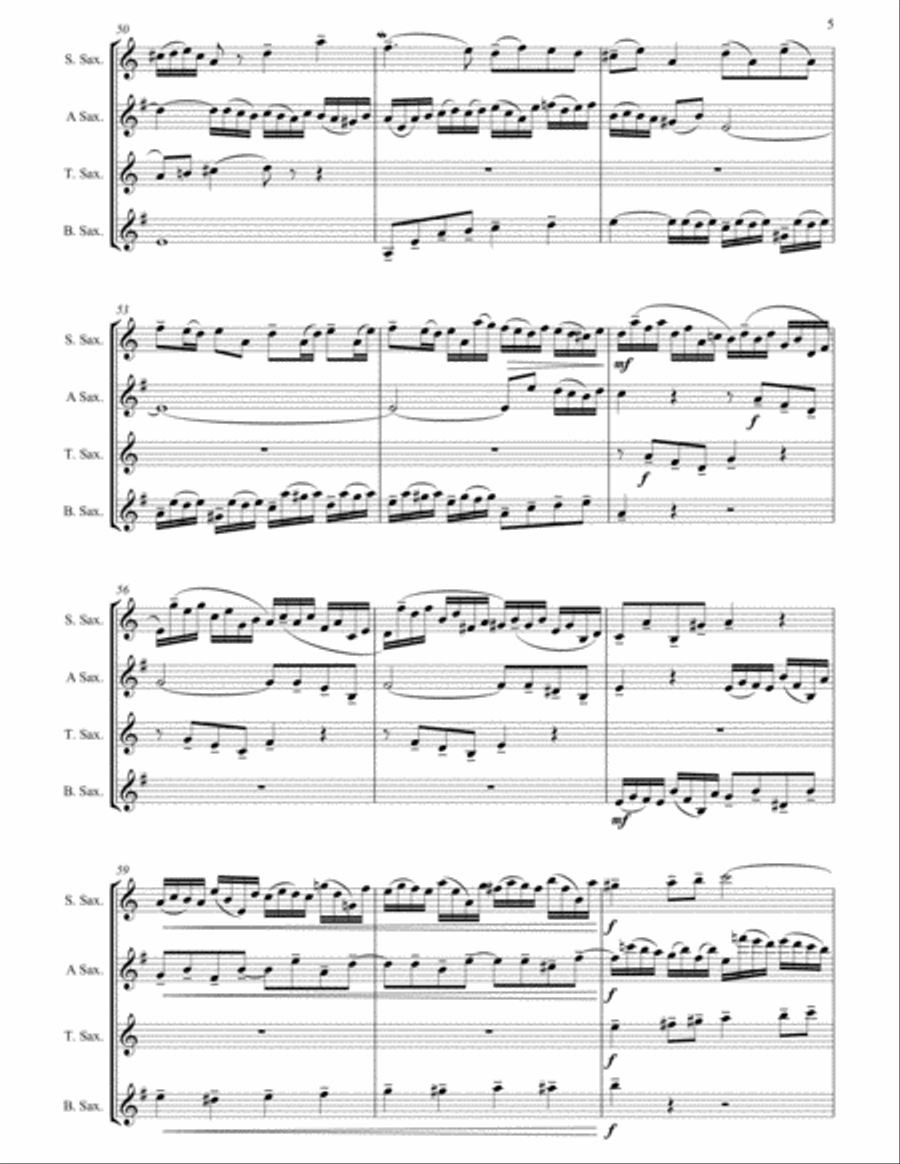 Little Fugue in G minor arranged for Saxophone Quartet Saxophone Quartet scores gallery preview page 6