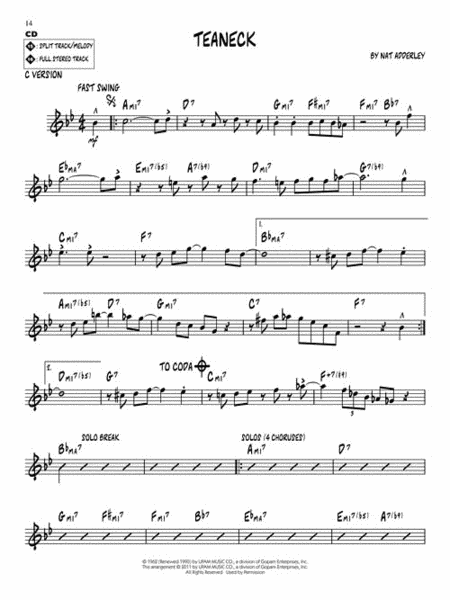 Nat Adderley C Instrument - Sheet Music