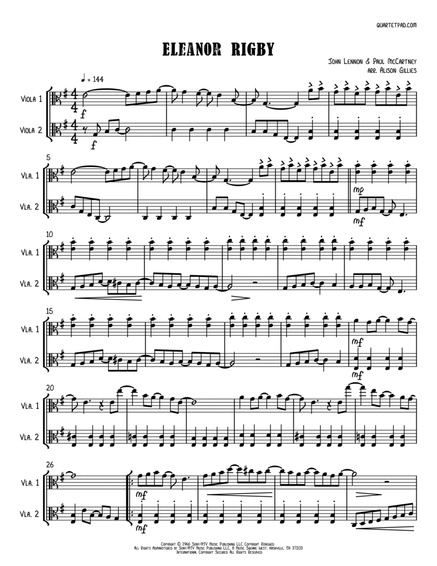 Eleanor Rigby Eleanor Rigby String Duet scores gallery preview page 1