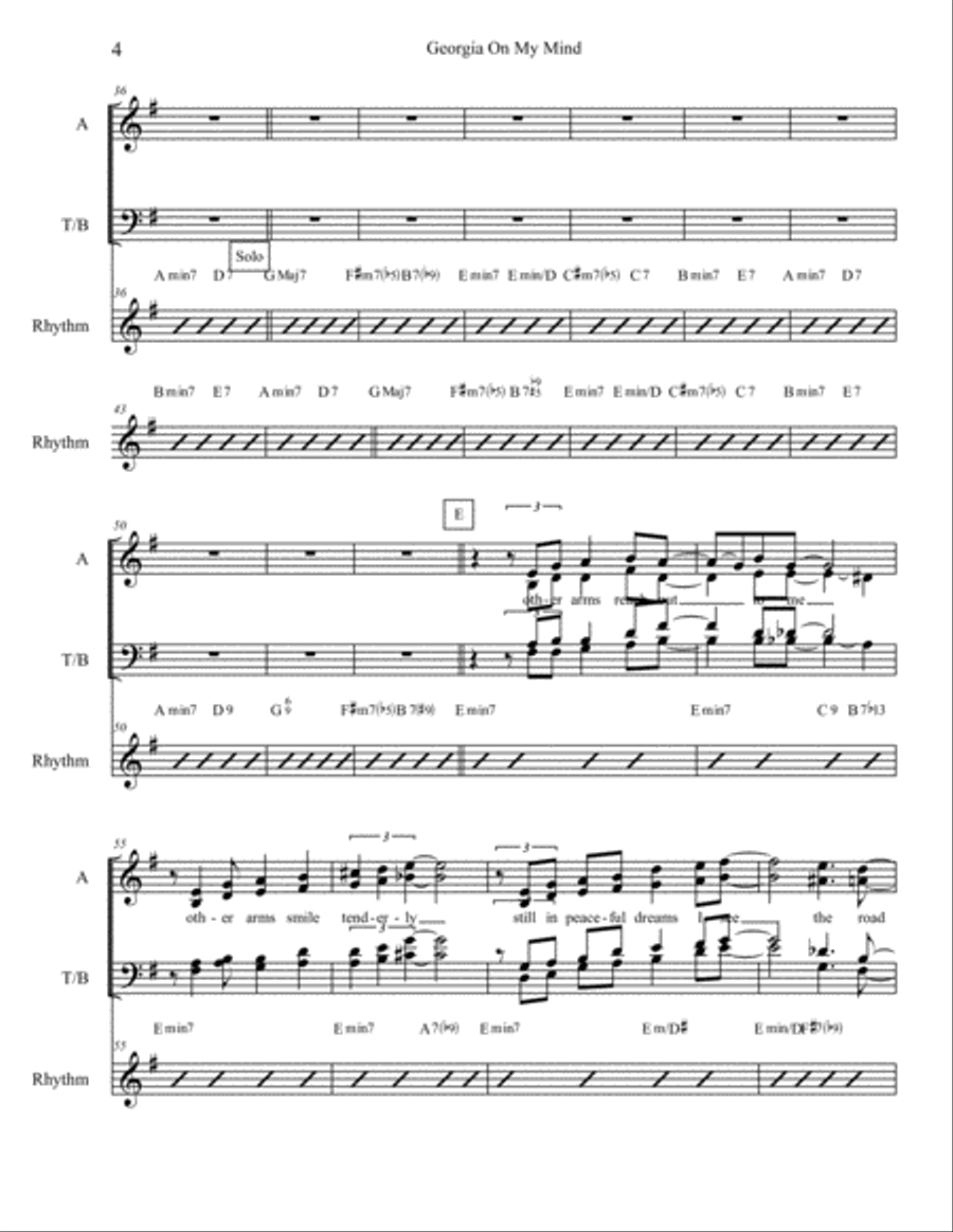 Georgia On My Mind 4-Part scores gallery preview page 4