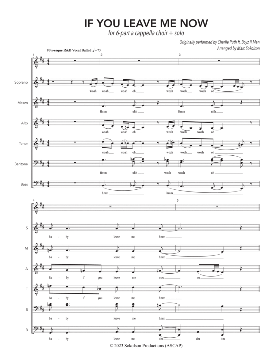 If You Leave Me Now 4-Part scores gallery preview page 1