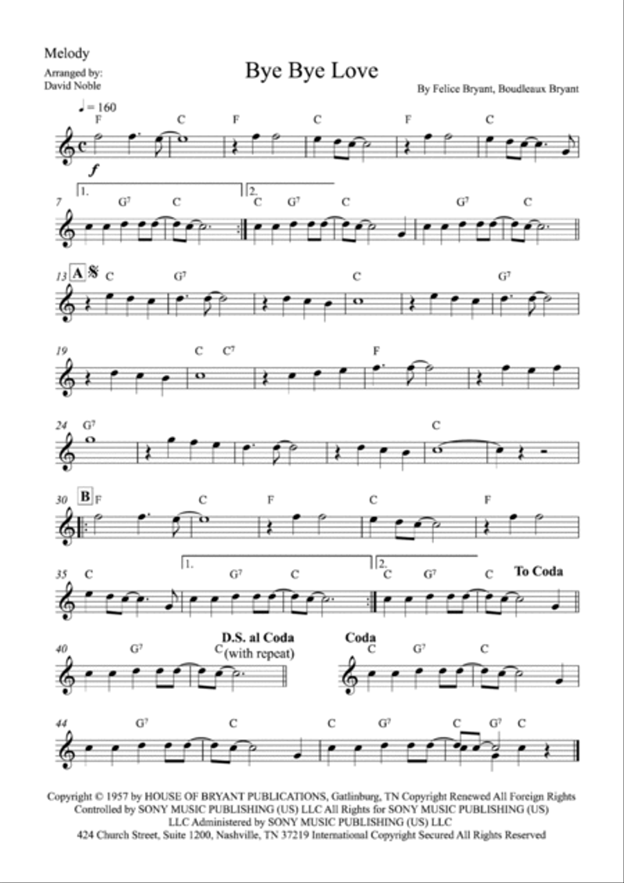 Bye Bye Love Saxophone Quartet scores gallery preview page 4